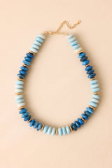 Wander Often Blue & Gold Beaded Necklace