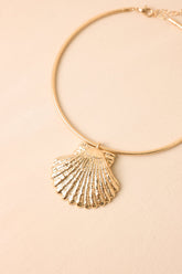 Seas the Moment Gold Shell Statement Necklace