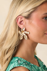 Shimmering Blossoms Gold Abstract Flower Earrings