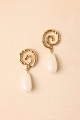 Running On Good Energy White Pearlescent Drop Earrings