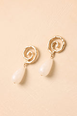 Running On Good Energy White Pearlescent Drop Earrings