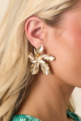 Shimmering Blossoms Gold Abstract Flower Earrings