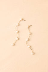 Drifting Into Love Gold & Pearl Chain Drop Earrings