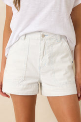 FRNCH Naia Ivory & Sky Blue Stripe Cotton Shorts