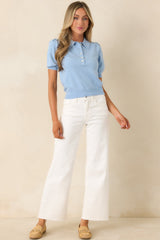 Simply Perfect Light Blue Knit Polo Top