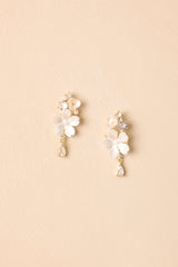 Dew Kissed Crystal Pearlescent Floral Drop Earrings