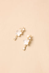 Dew Kissed Crystal Pearlescent Floral Drop Earrings