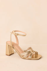 Toast To Tonight Metallic Gold Strappy Block Heels