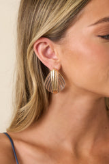 Champagne Coast Gold & Clear Shell Earrings