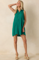 Z Supply New Light Rainforest Green Crinkle Mini Dress