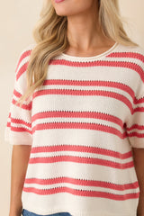 Z Supply Prado Coral Pink Stripe Sweater Top