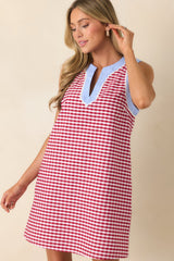 Cherry Cola Charm Deep Red Gingham Mini Dress