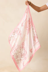 From Another Time Pink Floral Satin Scarf