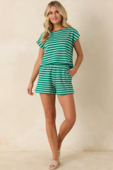 Z Supply Tilly Rainforest Green Cotton Stripe Short