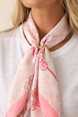 From Another Time Pink Floral Satin Scarf