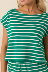 Z Supply Tilly Rainforest Green Cotton Stripe Top