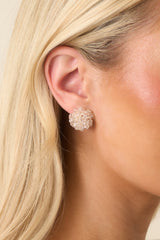Dewdrop Blooms Crystal Beaded Floral Cluster Earrings