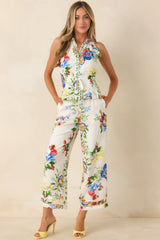 Gather & Go Ivory Multi Floral Wide Leg Pants