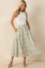 ASTR The Label Wylda Green Multi Cotton Floral Midi Skirt