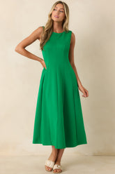 Soft Landing Green Paneled Sleeveless Midi Dress
