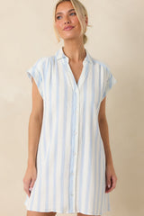 Z Supply Shellbound Ivory & Blue Stripe Cotton Mini Dress