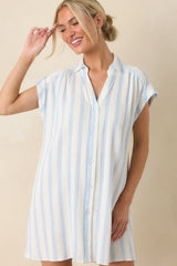 Z Supply Shellbound Ivory & Blue Stripe Cotton Mini Dress