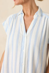 Z Supply Shellbound Ivory & Blue Stripe Cotton Mini Dress