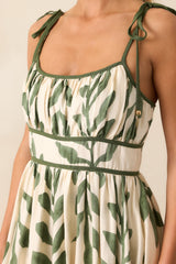 Peaceful Palms Green Tropical Print Midi Dress