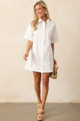 MINKPINK Romina Broderie White Shirt Dress