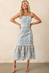 Simply Gorgeous Light Blue Embroidered Eyelet Maxi Dress