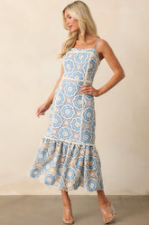 Simply Gorgeous Light Blue Embroidered Eyelet Maxi Dress