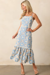 Simply Gorgeous Light Blue Embroidered Eyelet Maxi Dress