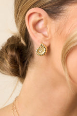 Seas The Day Gold Textured Nautilus Seashell Earrings