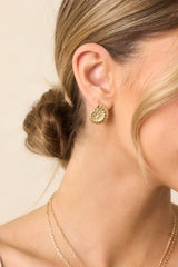 Seas The Day Gold Textured Nautilus Seashell Earrings