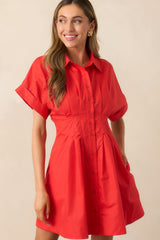 Drive-In Movie Red Mini Shirt Dress