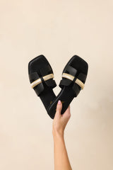 Starting The Day Black Cut-Out Flat Slide Sandals