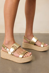 Warm Breeze Gold Espadrille Platform Sandals