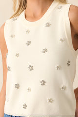 Yours To Keep Ivory Floral Embellished Sweater Vest