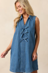 Nothing More Medium Wash Cotton Denim Mini Dress