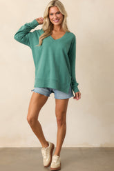 Z Supply Botanical Green Modern V-Neck Weekender
