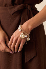 Waves of Paradise Ivory Pearl & Gold Charm Bracelet