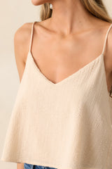 Z Supply Beige Sabel Textured Cotton Cropped Tank