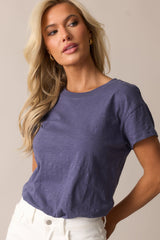 Z Supply Worn Blue Cotton Modern Slub Tee