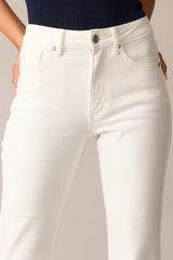 Terrific Timing White Cropped Flare Jeans