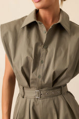 Time To Adventure Olive Green Cotton Button Front Romper