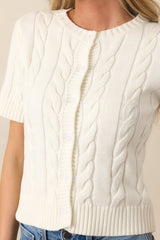 Feels Like Home Ivory Short Sleeve Cable Knit Cardigan