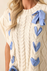 Story Untold Ivory Cable Knit Sweater Vest