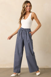 Stay For A While Navy Stripe Drawstring Pants
