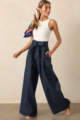 So In Sync Dark Wash Pinstripe Wide Leg Jeans