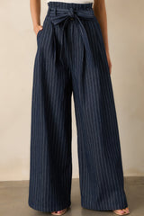 So In Sync Dark Wash Pinstripe Wide Leg Jeans